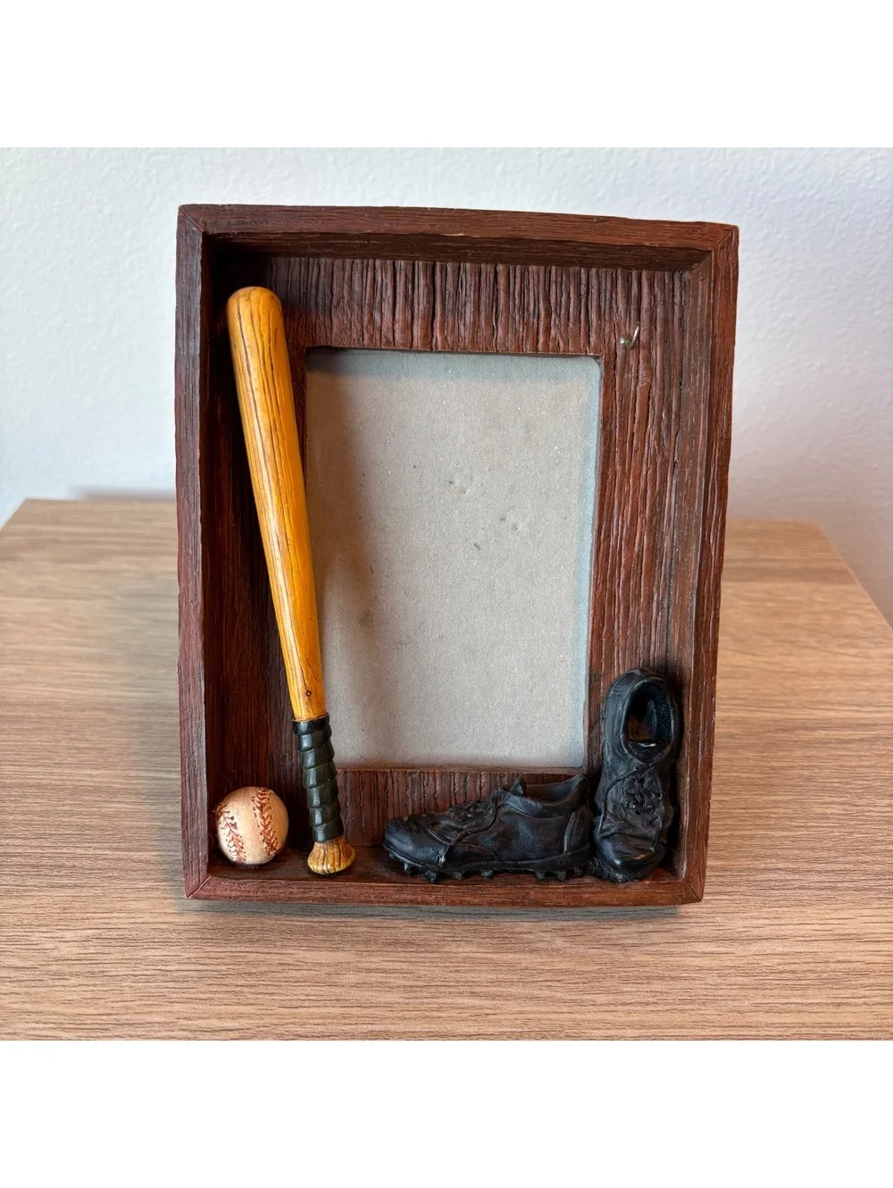Vintage Russ Berrie Baseball Picture Frame Sports Bat Cleats Ball